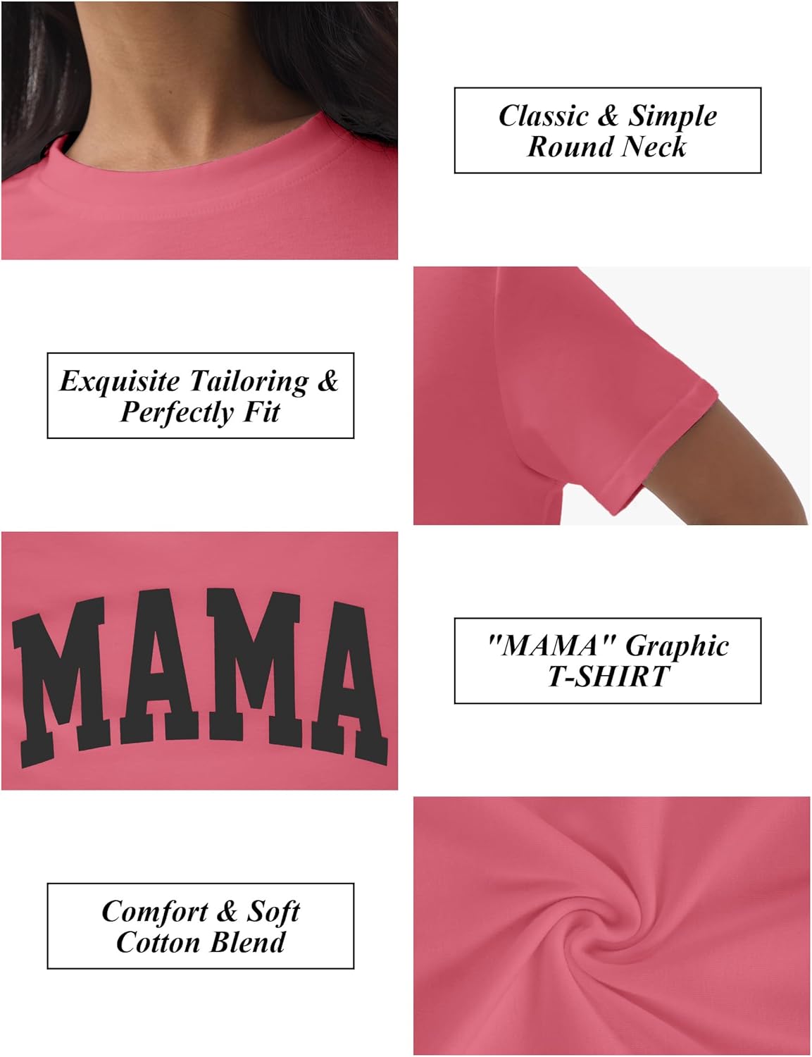 GGOV Mama Shirt Mom Letter Print Tops Mother&#39;s Day Shirts Gift Casual Tee Loose Fit Short Sleeve T Shirts