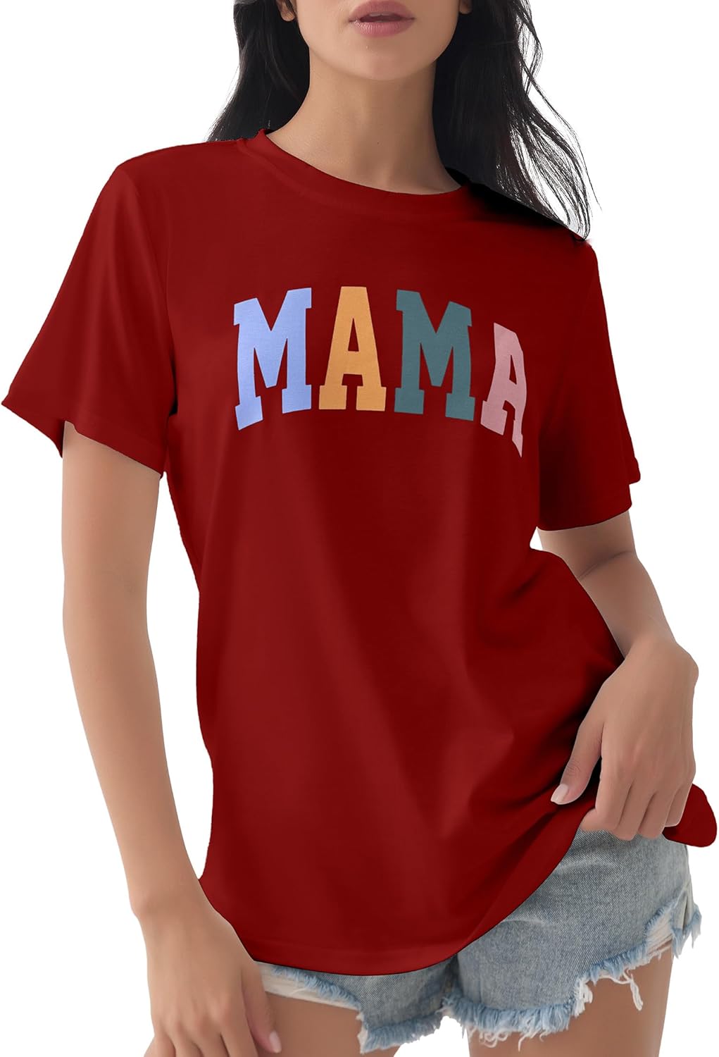 GGOV Mama Shirt Mom Letter Print Tops Mother&#39;s Day Shirts Gift Casual Tee Loose Fit Short Sleeve T Shirts