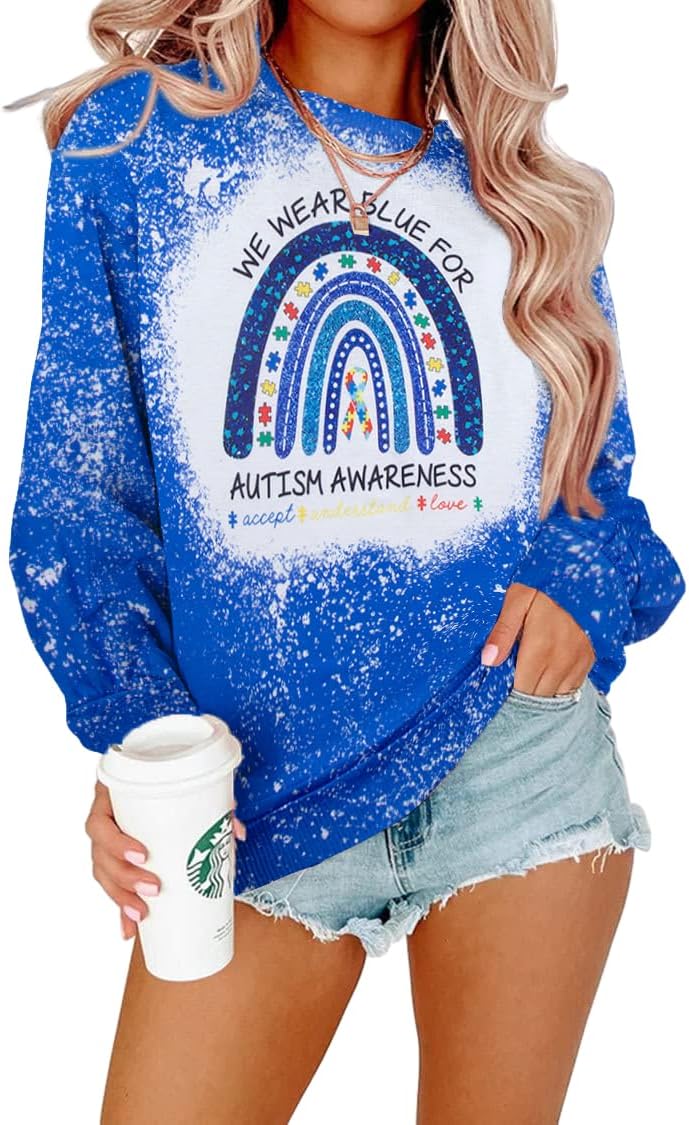 FLOYU Autism Mama Sweatshirt Autism Awareness - Shirt Women Autism Acceptance Tops Autism Puzzle Clothes