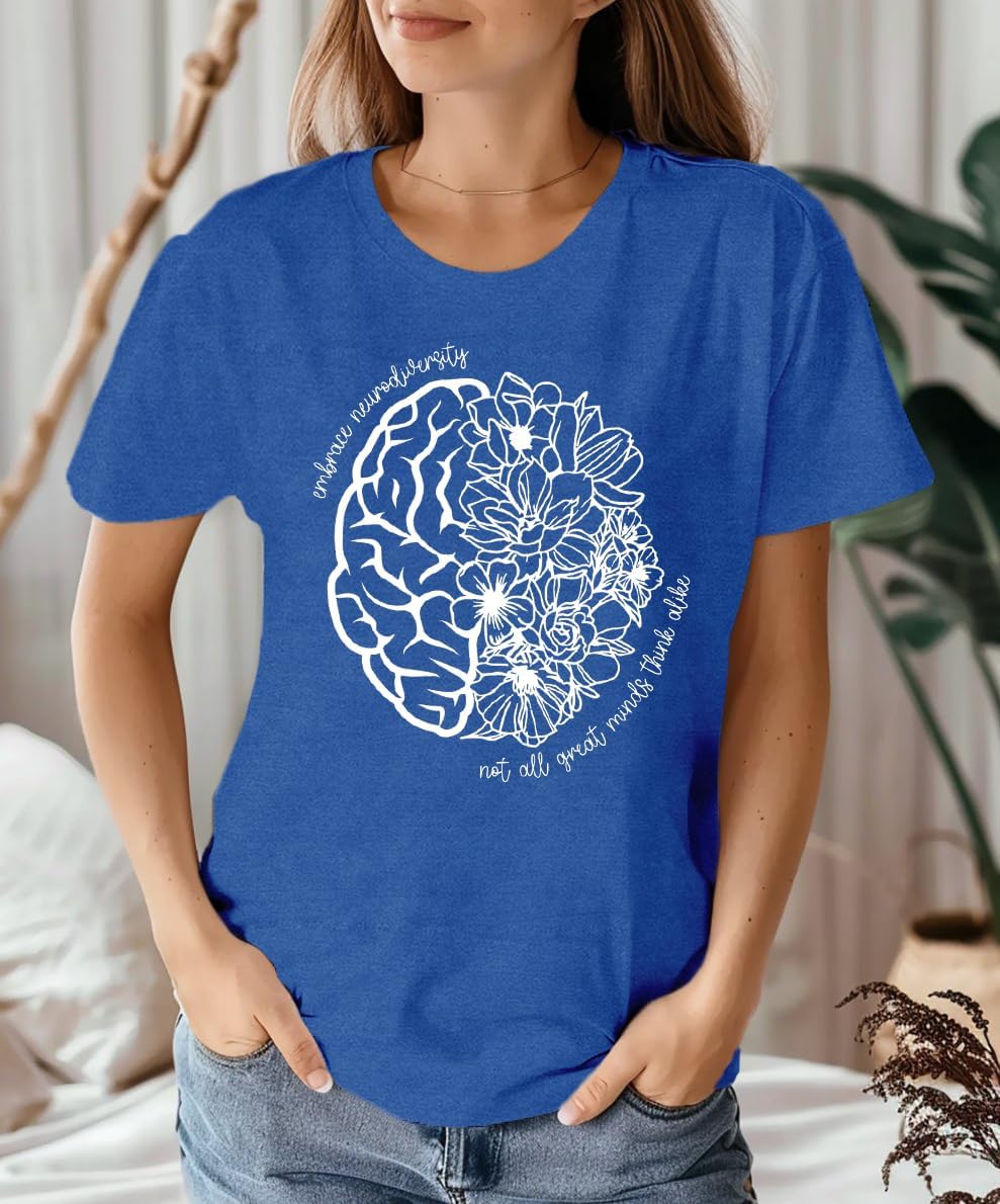 Ascrazy Autism Awareness Shirt for Women Autism Acceptance Love Tshirt Inspirational Neurodiversity Tee Top