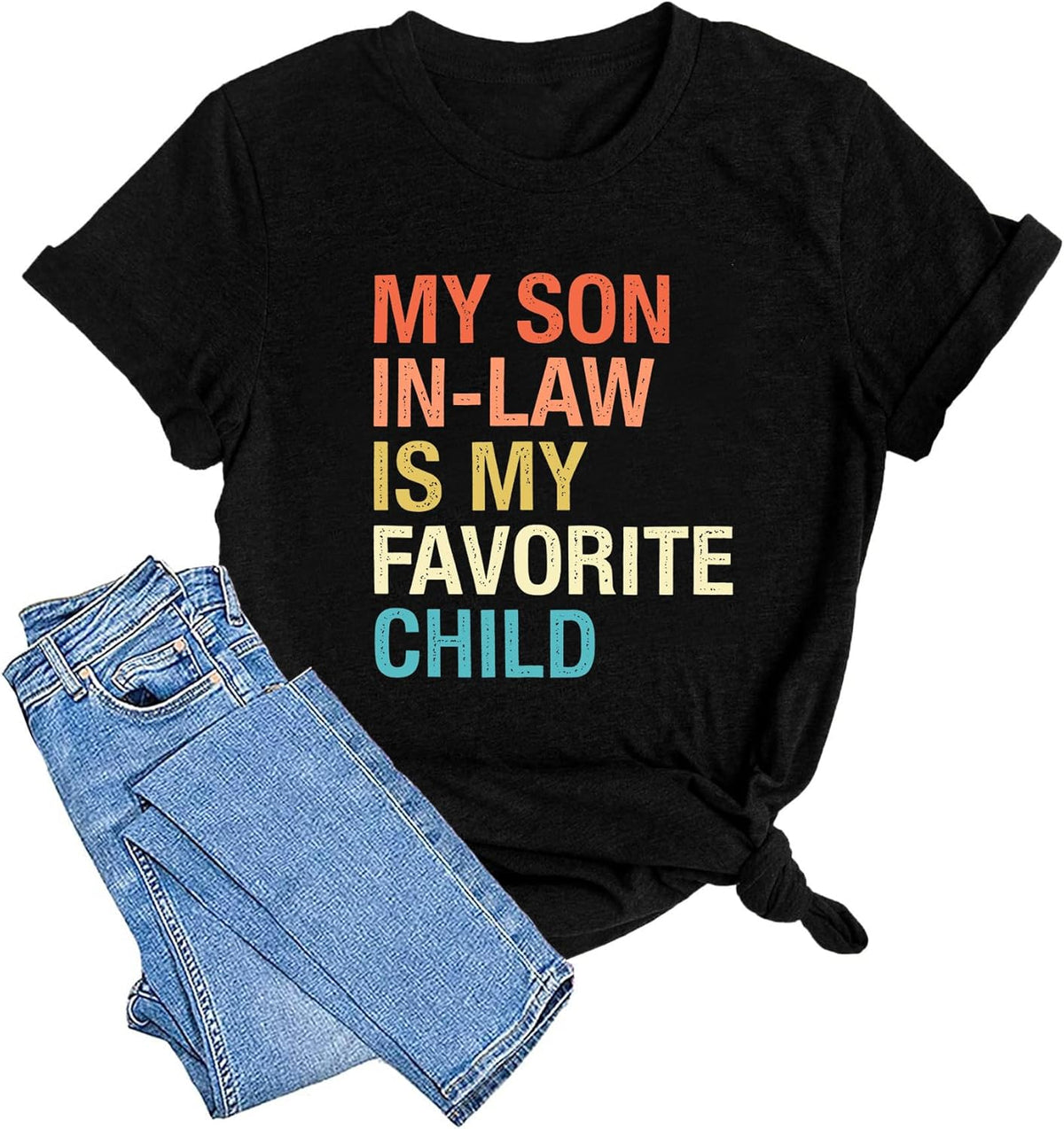 Mama Shirts Women My Son in Law is My Favorite Child Shirt Mother&#39;s Day T Shirts Gift Mom Short Sleeve Tops