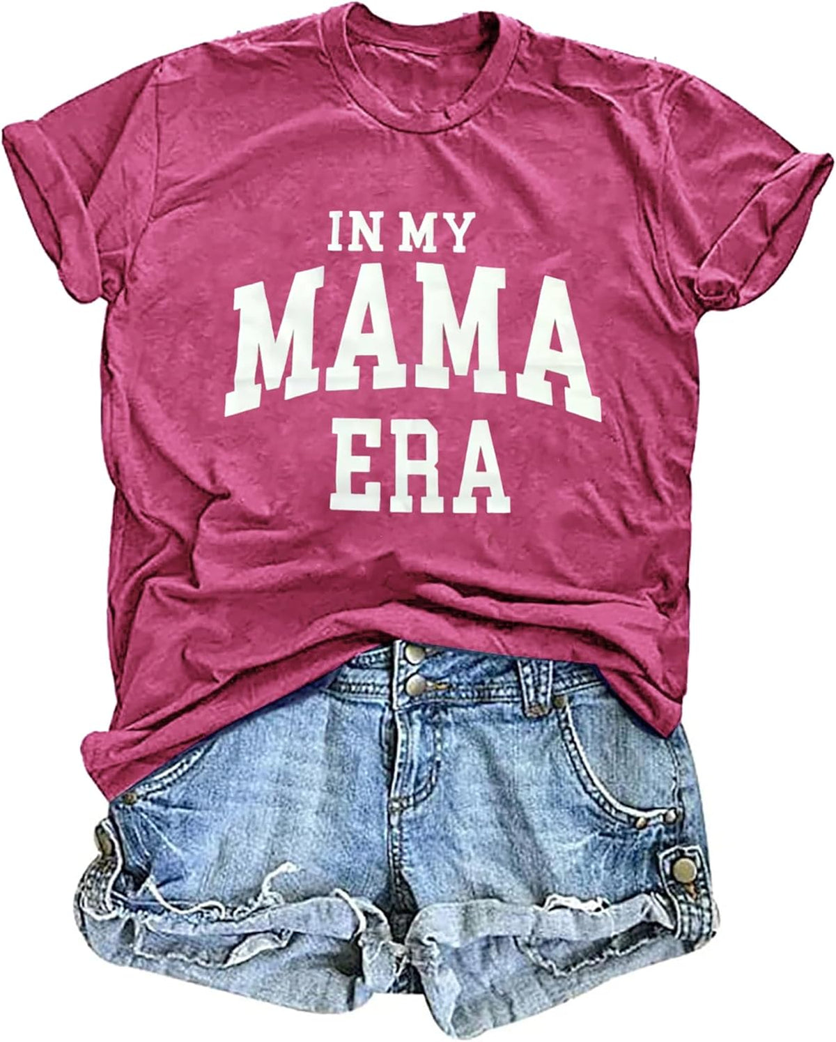 Mama Shirt Women Funny Letters Print Mother&#39;s Day Graphic Tees in My Mama Era Shirt Mom Life Casual T-Shirt Tops