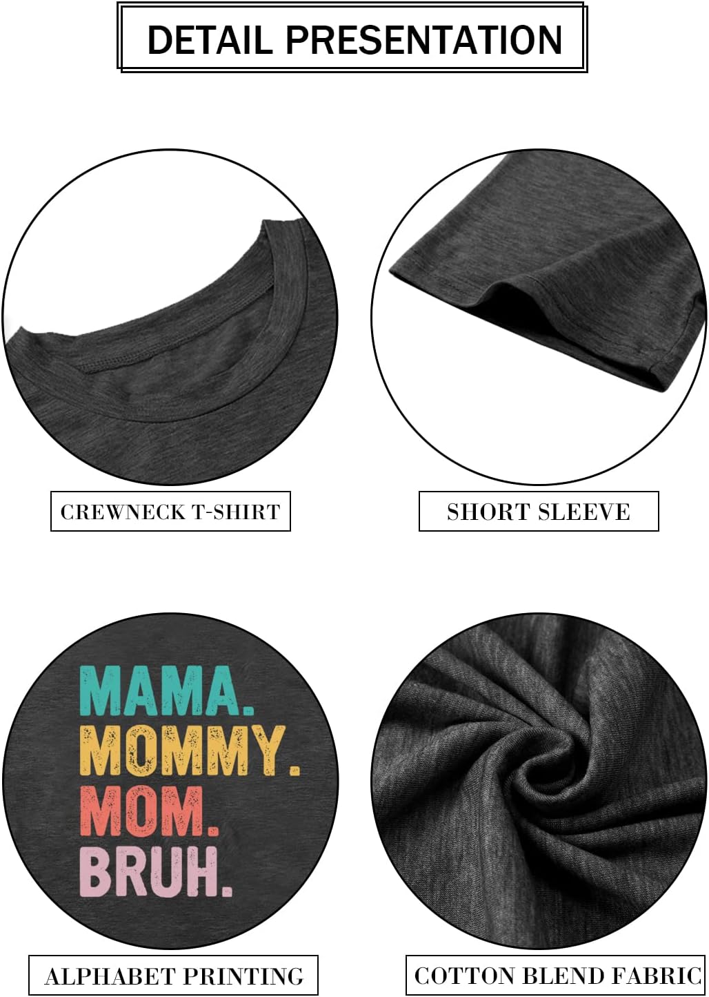 Mama Shirt for Women Mama Mommy Mom Bruh Mother&#39;s Day T Shirts Funny Short Sleeve Casual Tops Tees Mother Shirt