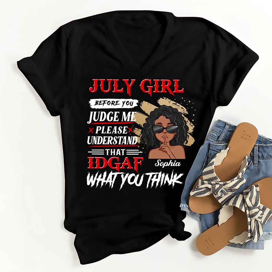 Custom July Birthday Shirt For Woman, Queens Are Born In July Gifts, Melanin Afro Woman Shirt, Black Girl Tee, Afro Queen Gift-YPT-ALK