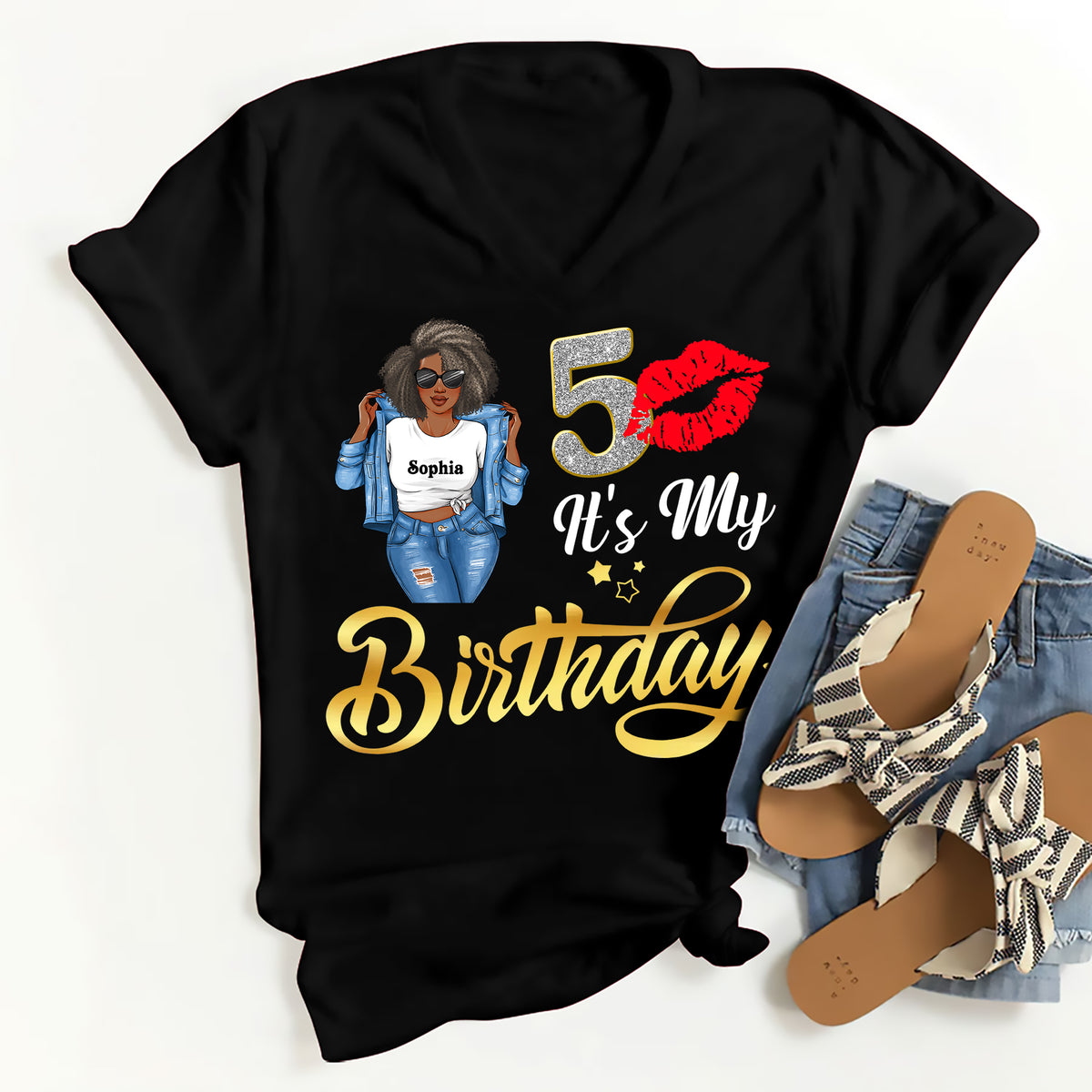 Personalized 50th Birthday Unique T Shirt For Woman, Custom Birthday Shirt, Her Gifts For 50 Years Old , Turning 50 Birthday Cotton Shirt-YPT-ALK