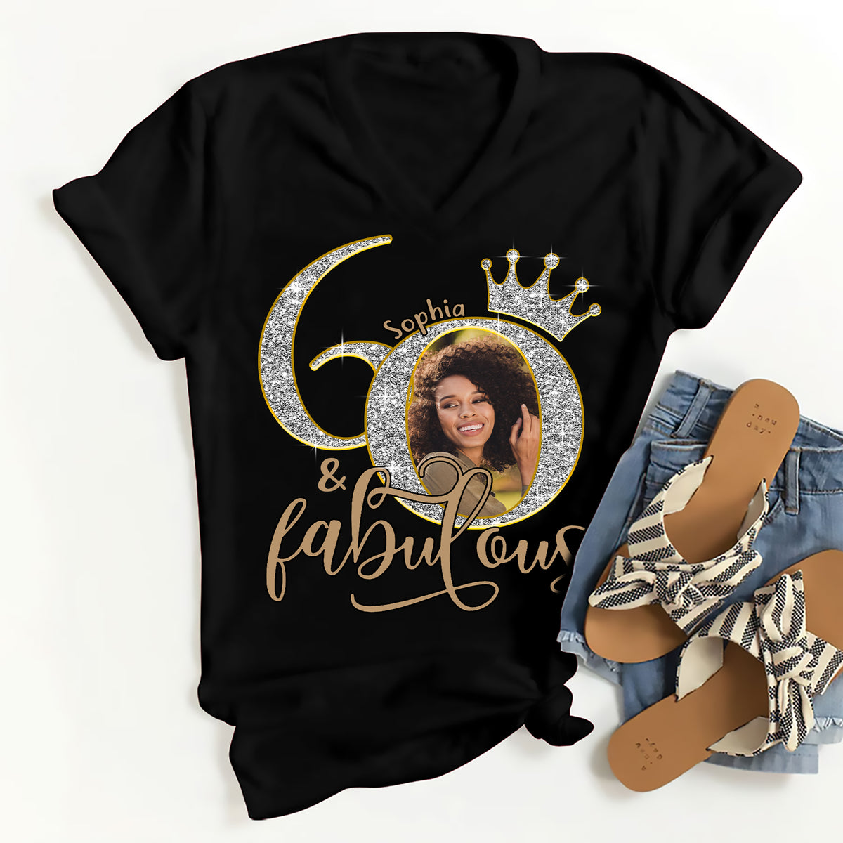 60th Birthday Shirts, Custom Photo Birthday Shirts, Turning 60 Shirt, Gifts For Women Turning 60, 60 And Fabulous Shirt, 60th Birthday Shirts For Her-YPT-ALK