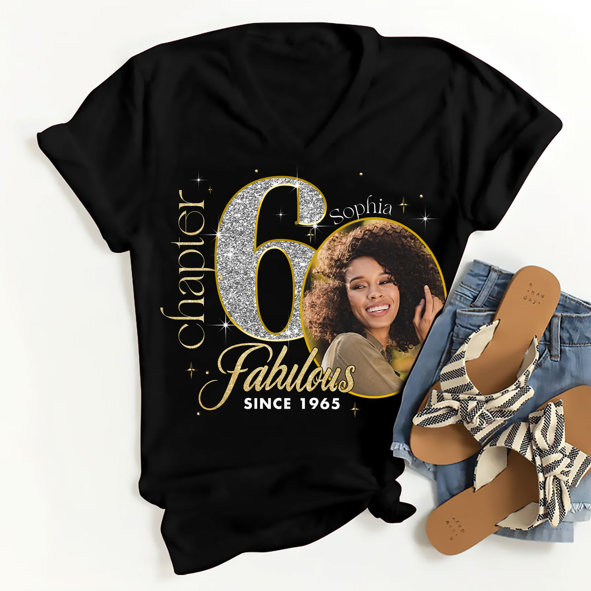 Custom Face Photo 60&#39;s Birthday Shirt, Fabulous Since 1965 60th Birthday Unique T Shirt For Woman, Custom Birthday Shirt, Her Gifts For 60 Years Old , Turning 60 Birthday Cotton Shirt-YPT-ALK