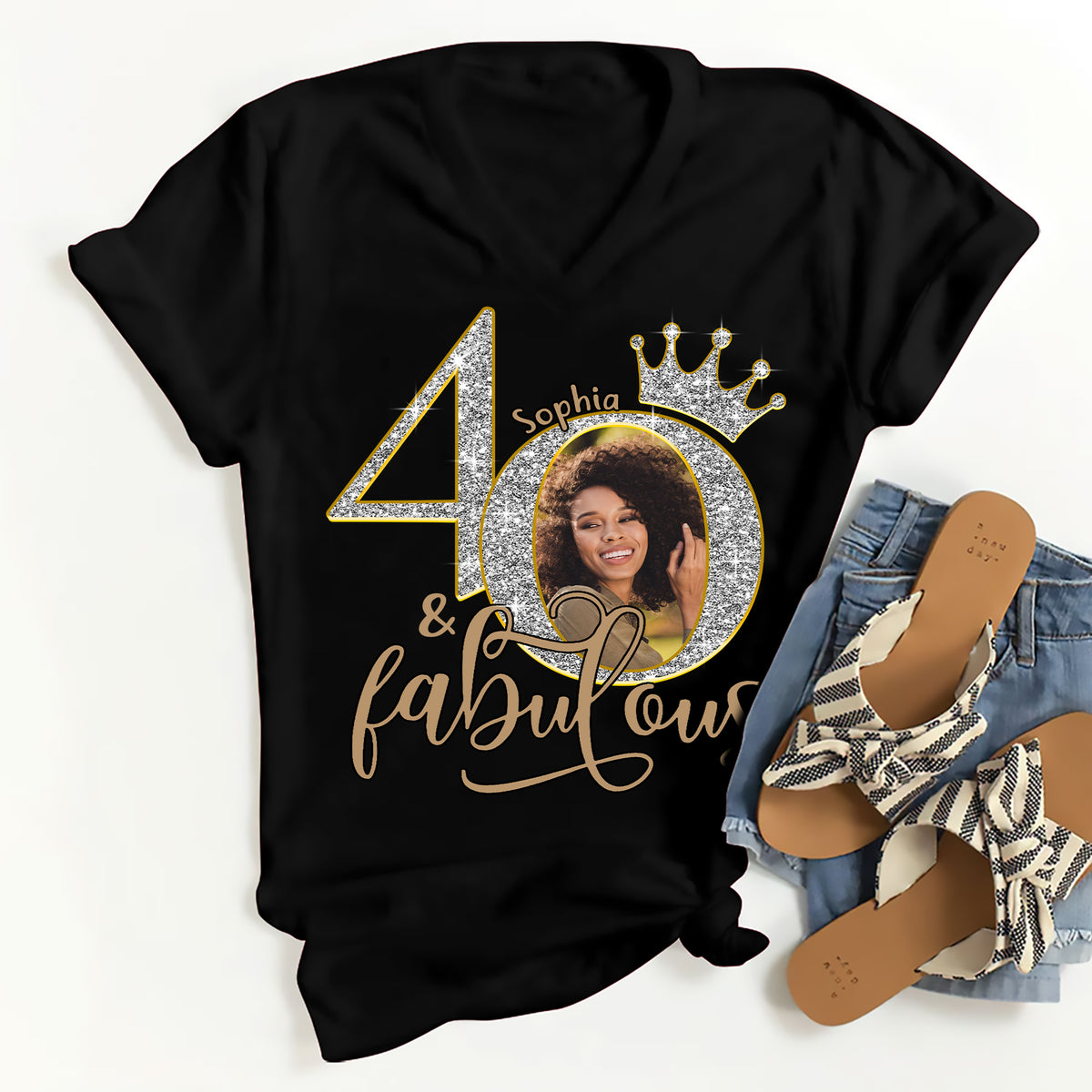 40th Birthday Shirts, Custom Photo Birthday Shirts, Turning 40 Shirt, Gifts For Women Turning 40, 40 And Fabulous Shirt, 40th Birthday Shirts For Her - YPT-ALK