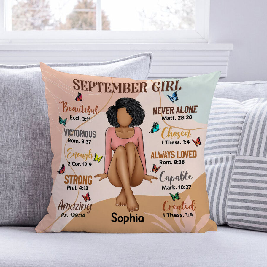 Personalized Pillow - Custom Birthday Gifts For September Girls, September Pillow, September Girl Birthday Gift