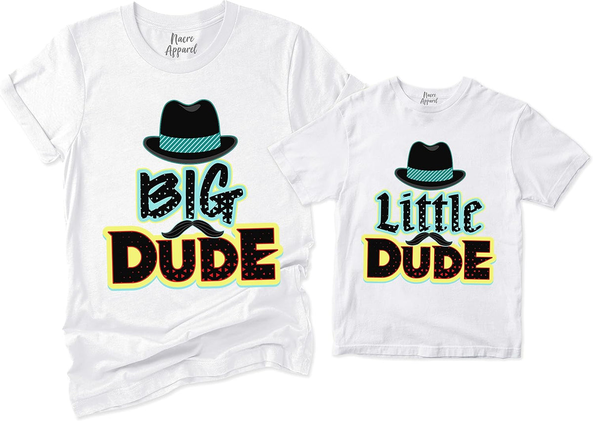 NACRE APPAREL Big Dude Little Dude Matching Dad and Me Best Friend Father&#39;s Day Father and Son