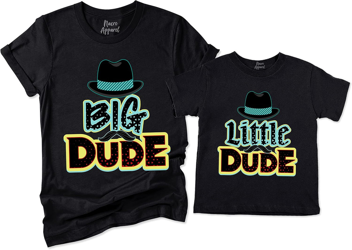 NACRE APPAREL Big Dude Little Dude Matching Dad and Me Best Friend Father&#39;s Day Father and Son