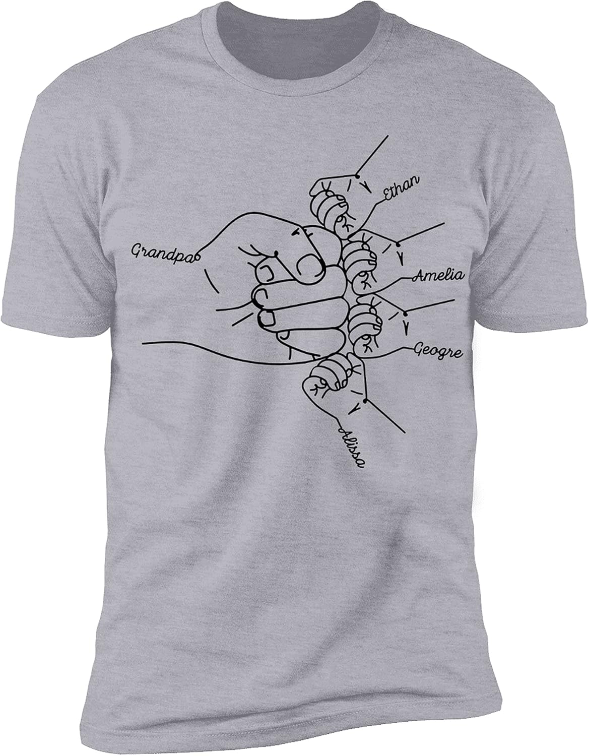 NAZENTI Personalized Fathers Day T-Shirt, Dad Papa Fist Bump Flag Shirt, Grandpa Papa Shirt, Gifts for Fathers Day