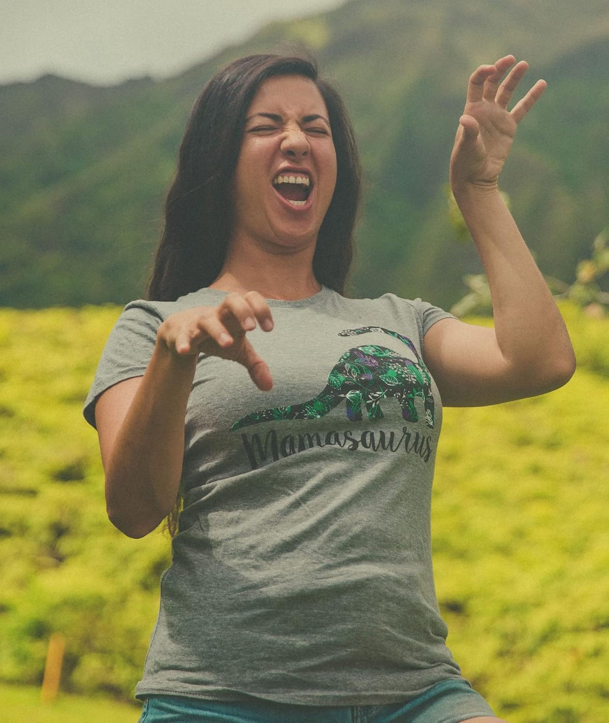 Womens Mamasaurus Brontosaurus and Mamasaurus Rex Dinosaur Mom T Shirts Funny Cool Graphic Tee for Mothers Day Mother Shirt