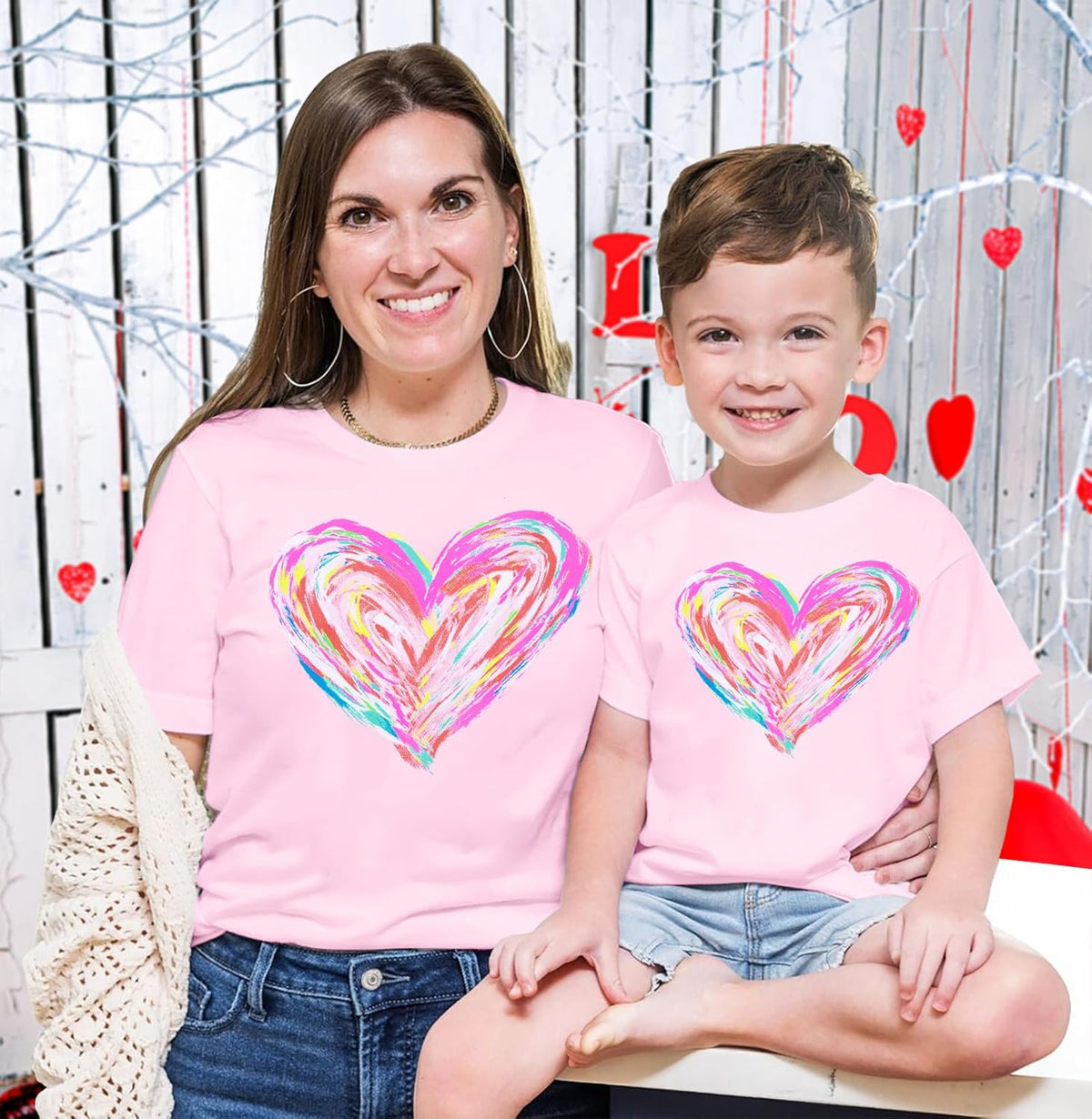 Mommy and Me Valentines Outfits: Valentines Shirt Women Love Heart Mom and Baby Matching Outfits