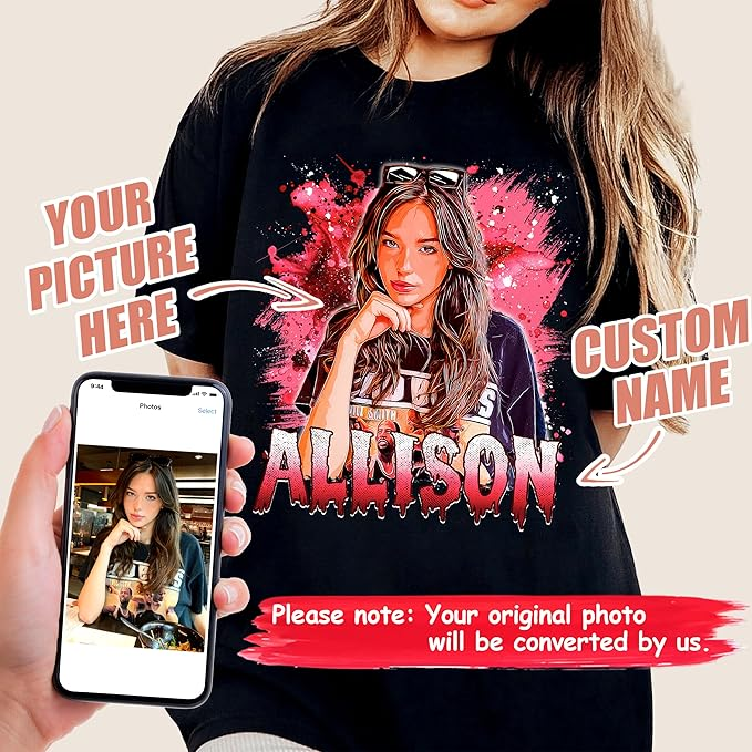 Custom Made T Shirts With Photos, Custom T Shirts With Photo, Valentines Gifts For Men, Shirt For Valentine&#39;s Day, Customized Tee Shirts, Birthday Gifts