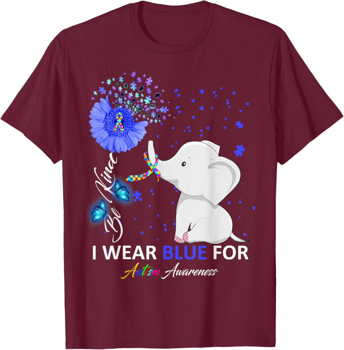 I Wear Blue Autism Awareness - Elephant Autism Awareness