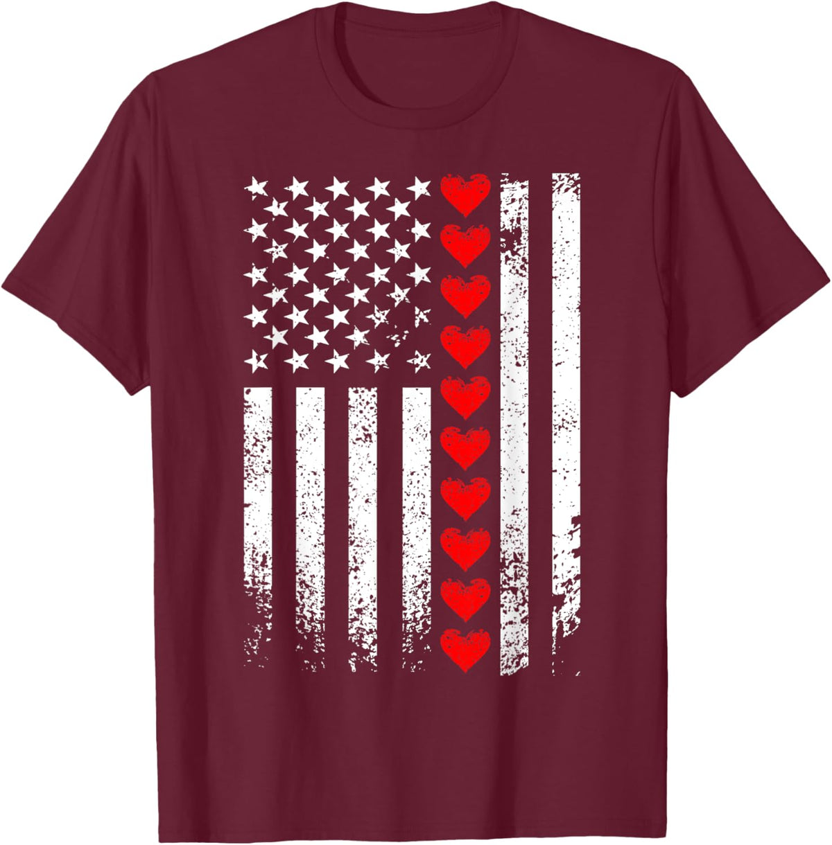 Vintage Valentines Day American Flag Hearts Mens Boys Kids