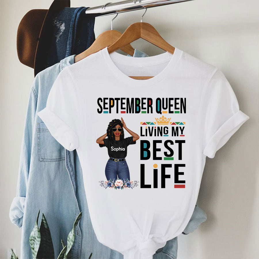 Custom Birthday Shirt, Queen Was Born In September, September Birthday Shirts For Woman