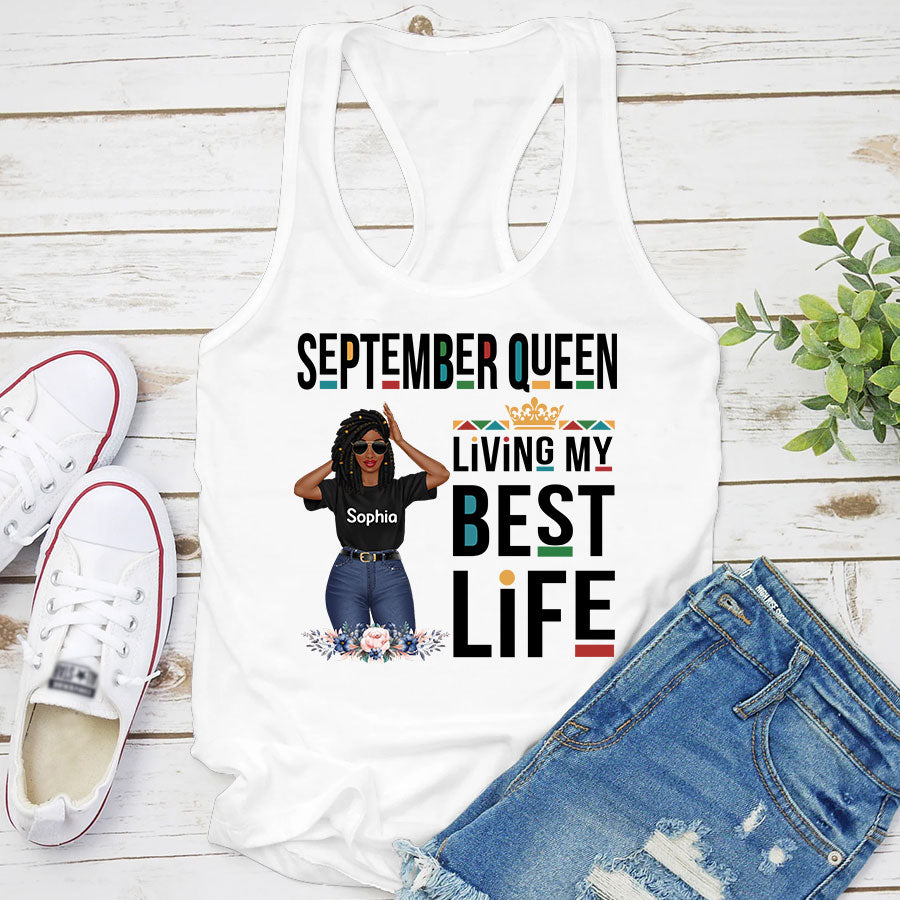 Custom Birthday Shirt, Queen Was Born In September, September Birthday Shirts For Woman