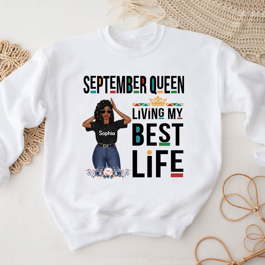Custom Birthday Shirt, Queen Was Born In September, September Birthday Shirts For Woman