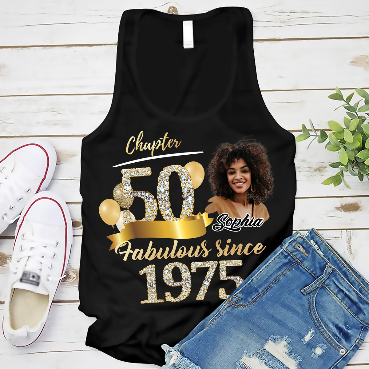 Custom Face Photo 50&#39;s Birthday Shirt, Fabulous Since 1975 50th Birthday Unique T Shirt For Woman, Custom Birthday Shirt, Her Gifts For 50 Years Old, Custom Picture Tee, Personalized Birthday Shirt-YPT-ALK