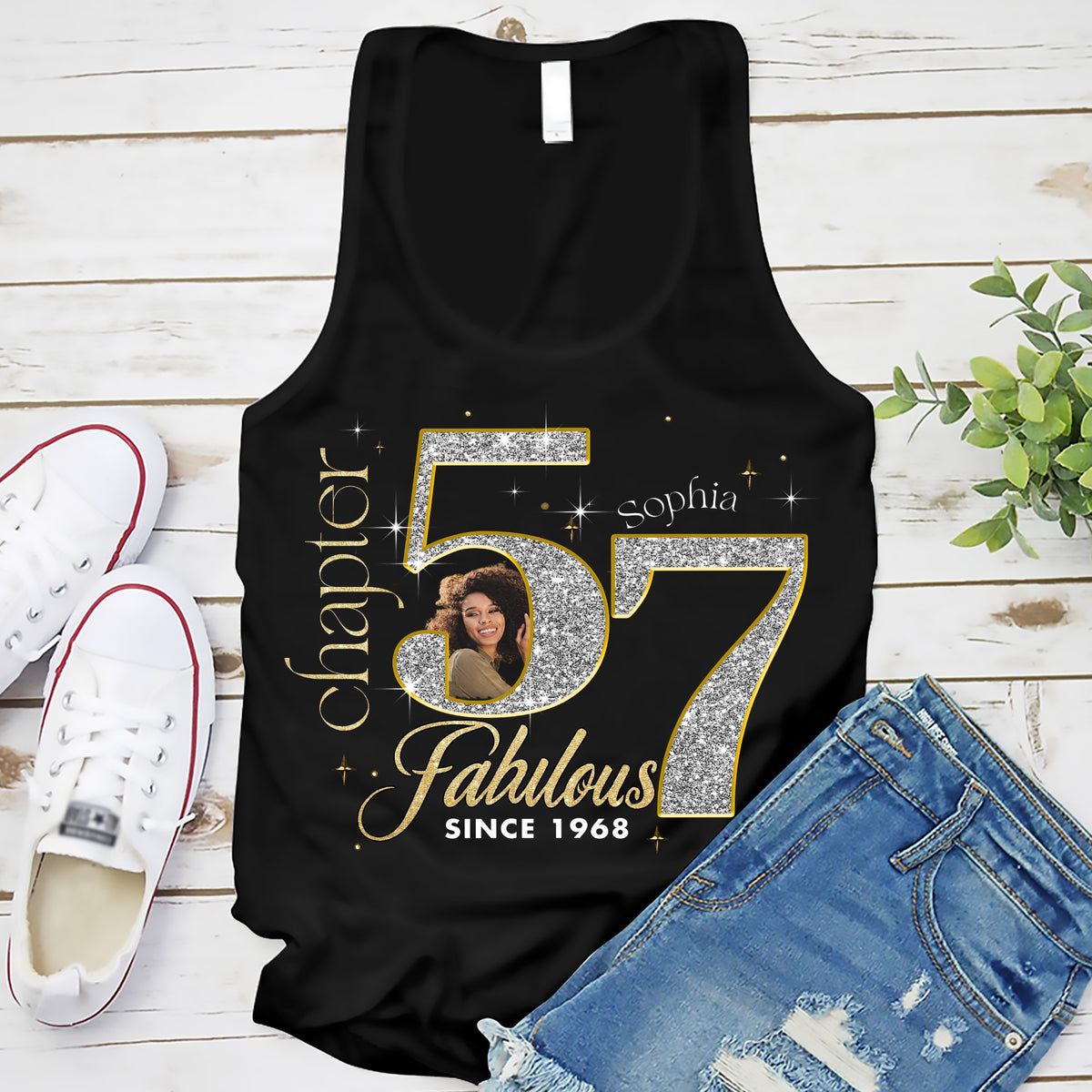 Custom Face Photo 57&#39;s Birthday Shirt, Fabulous Since 1968 57th Birthday Unique T Shirt For Woman, Custom Birthday Shirt, Her Gifts For 57 Years Old , Turning 57 Birthday Cotton Shirt-YPT-ALK