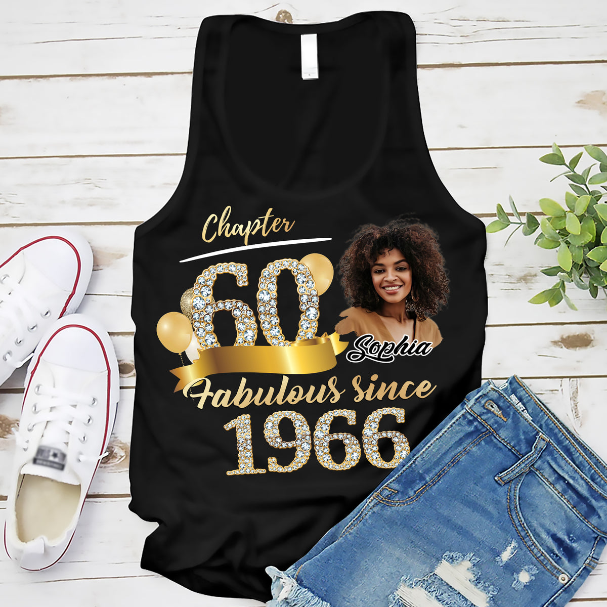 Custom Face Photo 60's Birthday Shirt, Fabulous Since 1966 60th Birthday Unique T Shirt For Woman, Custom Birthday Shirt, Her Gifts For 60 Years Old , Turning 60 Birthday Cotton Shirt-YPT-ALK