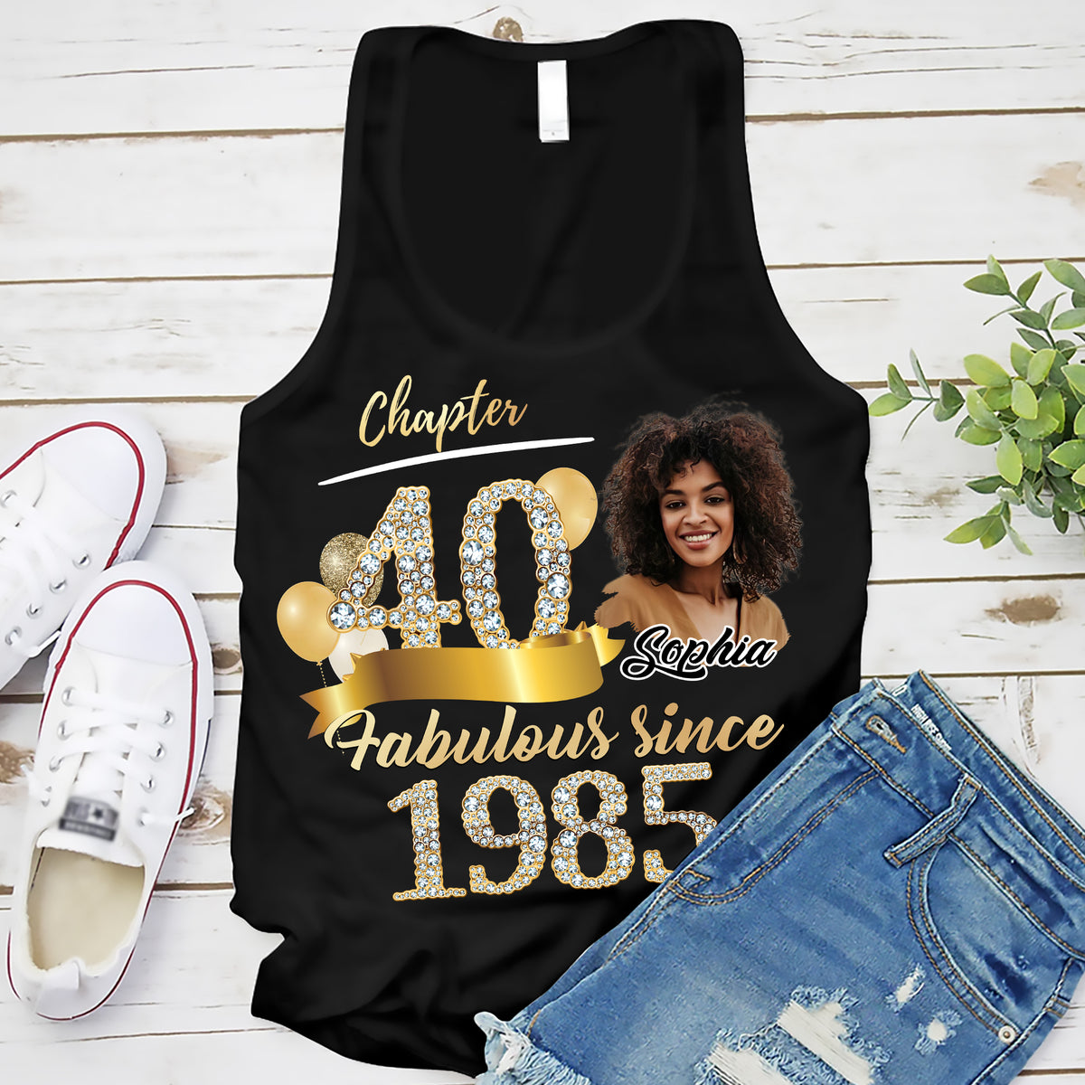 Custom Face Photo 40&#39;s Birthday Shirt, Fabulous Since 1985 40th Birthday Unique T Shirt For Woman, Custom Birthday Shirt, Her Gifts For 40 Years Old , Turning 40 Birthday Cotton Shirt-YPT-ALK