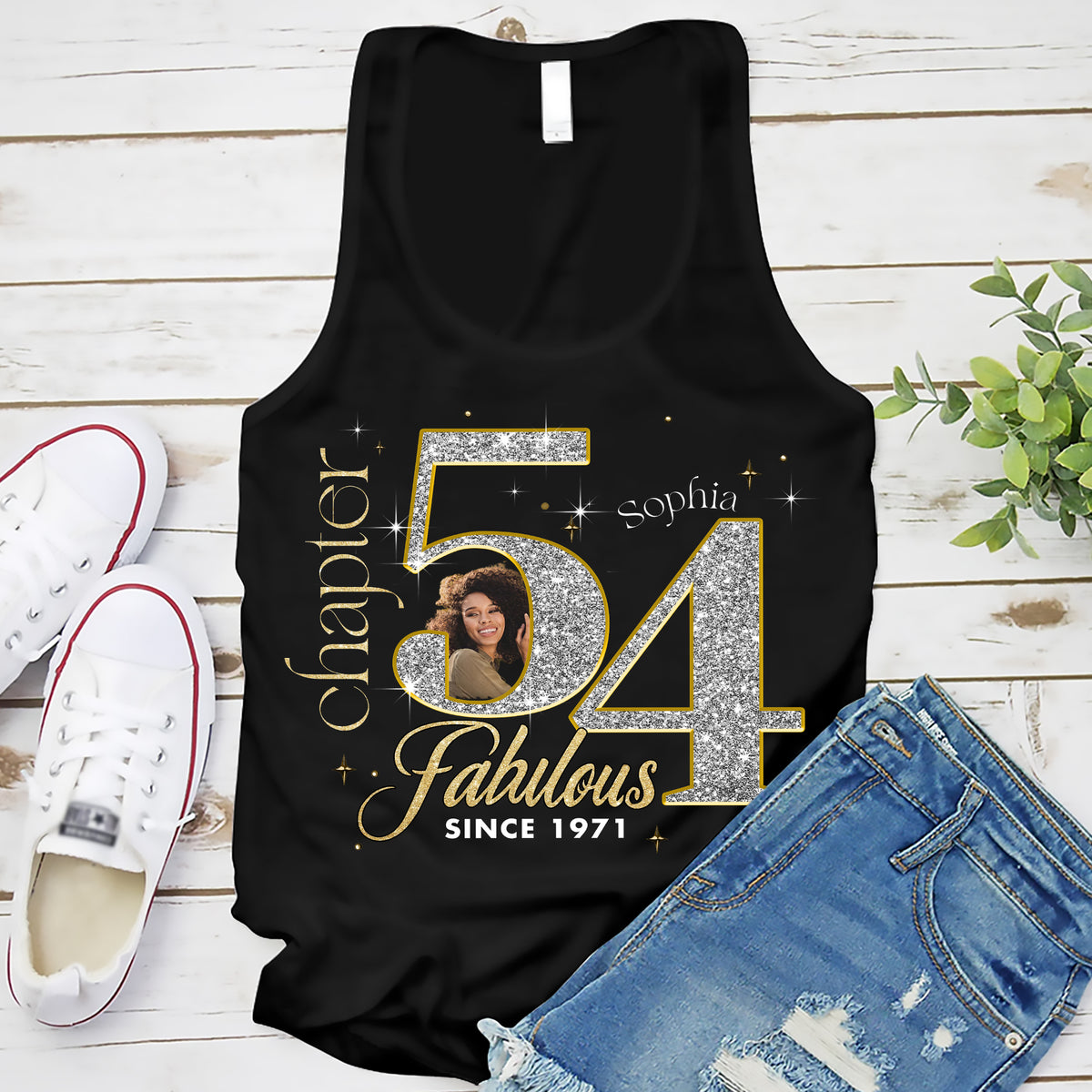 Custom Face Photo 54&#39;s Birthday Shirt, Fabulous Since 1971 54th Birthday Unique T Shirt For Woman, Custom Birthday Shirt, Her Gifts For 54 Years Old , Turning 54 Birthday Cotton Shirt-YPT-ALK