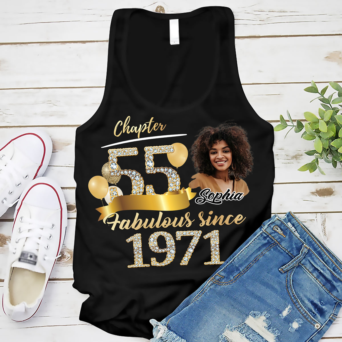 Custom Face Photo 55's Birthday Shirt, Fabulous Since 1971 55th Birthday Unique T Shirt For Woman, Custom Birthday Shirt, Her Gifts For 55 Years Old , Turning 55 Birthday Cotton Shirt-YPT-ALK