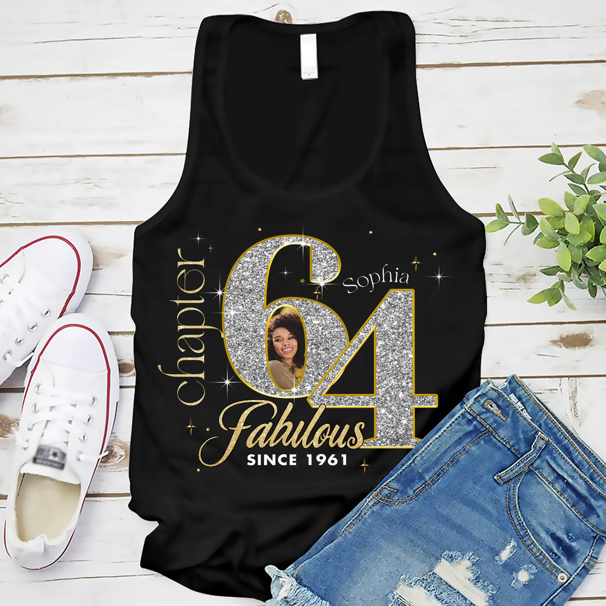 Custom Face Photo 64&#39;s Birthday Shirt, Fabulous Since 1961 64th Birthday Unique T Shirt For Woman, Custom Birthday Shirt, Her Gifts For 64 Years Old , Turning 64 Birthday Cotton Shirt-YPT-ALK