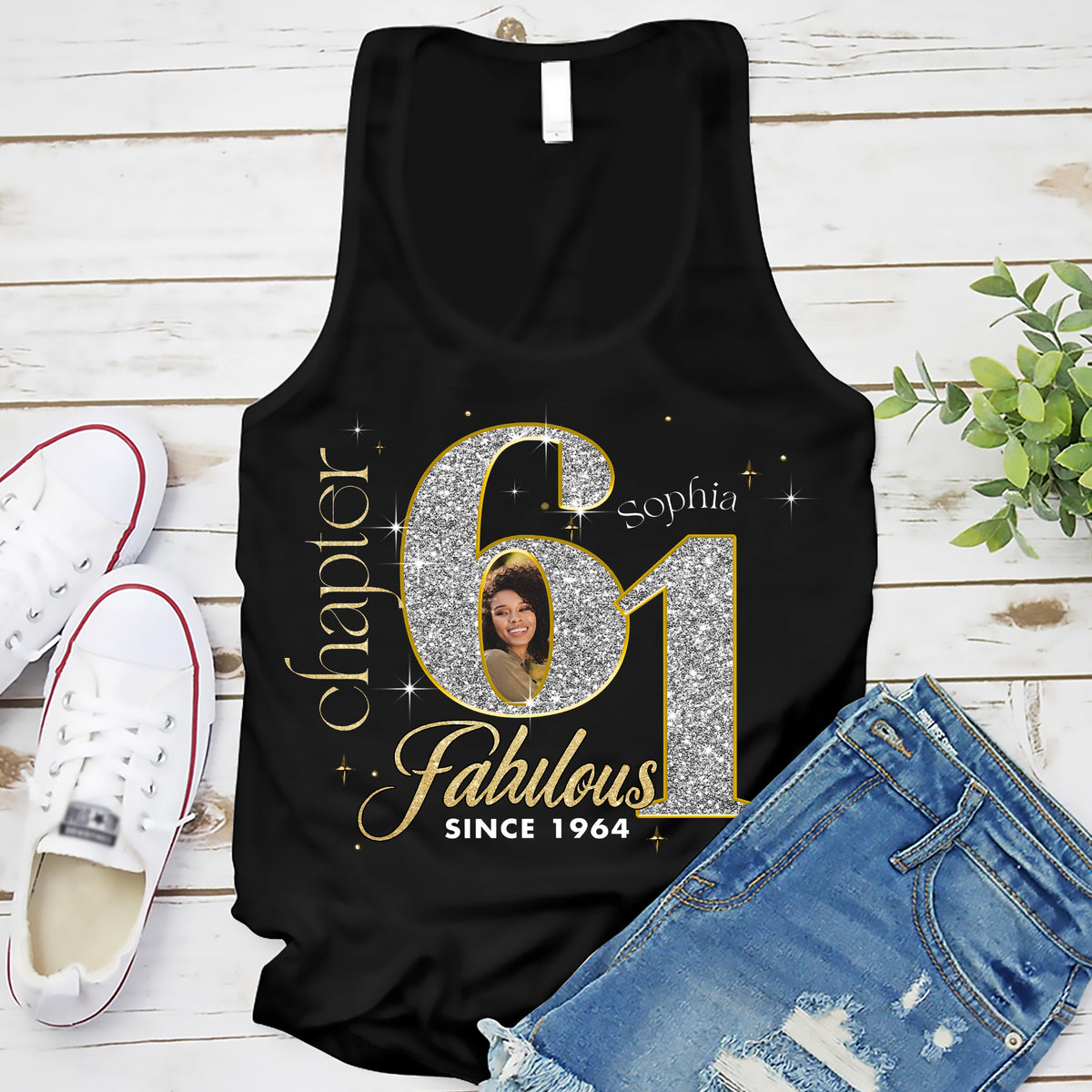 Custom Face Photo 61&#39;s Birthday Shirt, Fabulous Since 1964 61st Birthday Unique T Shirt For Woman, Custom Birthday Shirt, Her Gifts For 61 Years Old , Turning 61 Birthday Cotton Shirt-YPT-ALK