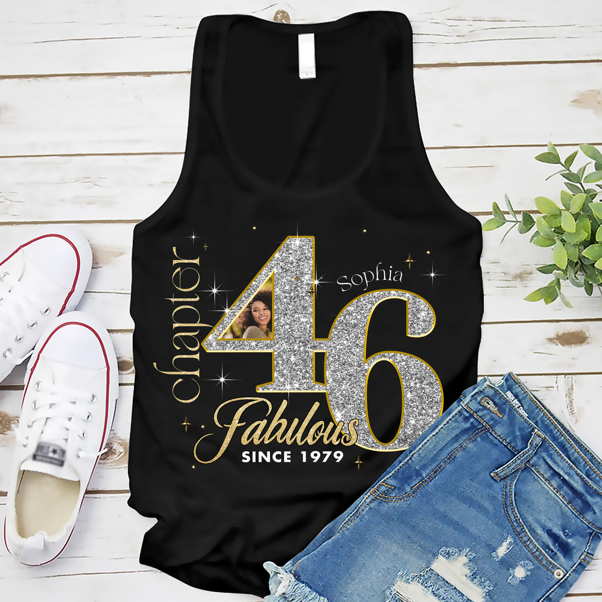 Custom Face Photo 46&#39;s Birthday Shirt, Fabulous Since 1979 46th Birthday Unique T Shirt For Woman, Custom Birthday Shirt, Her Gifts For 46 Years Old , Turning 46 Birthday Cotton Shirt-YPT-ALK