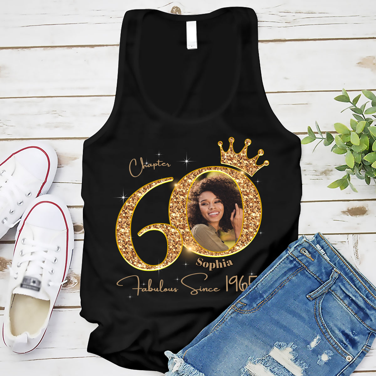Chapter 60, Fabulous Since 1965 60th Birthday Unique T Shirt For Woman, Custom Photo Birthday Shirt, Her Gifts For 60 Years Old , Turning 60 Birthday Cotton Shirt-YPT-ALK