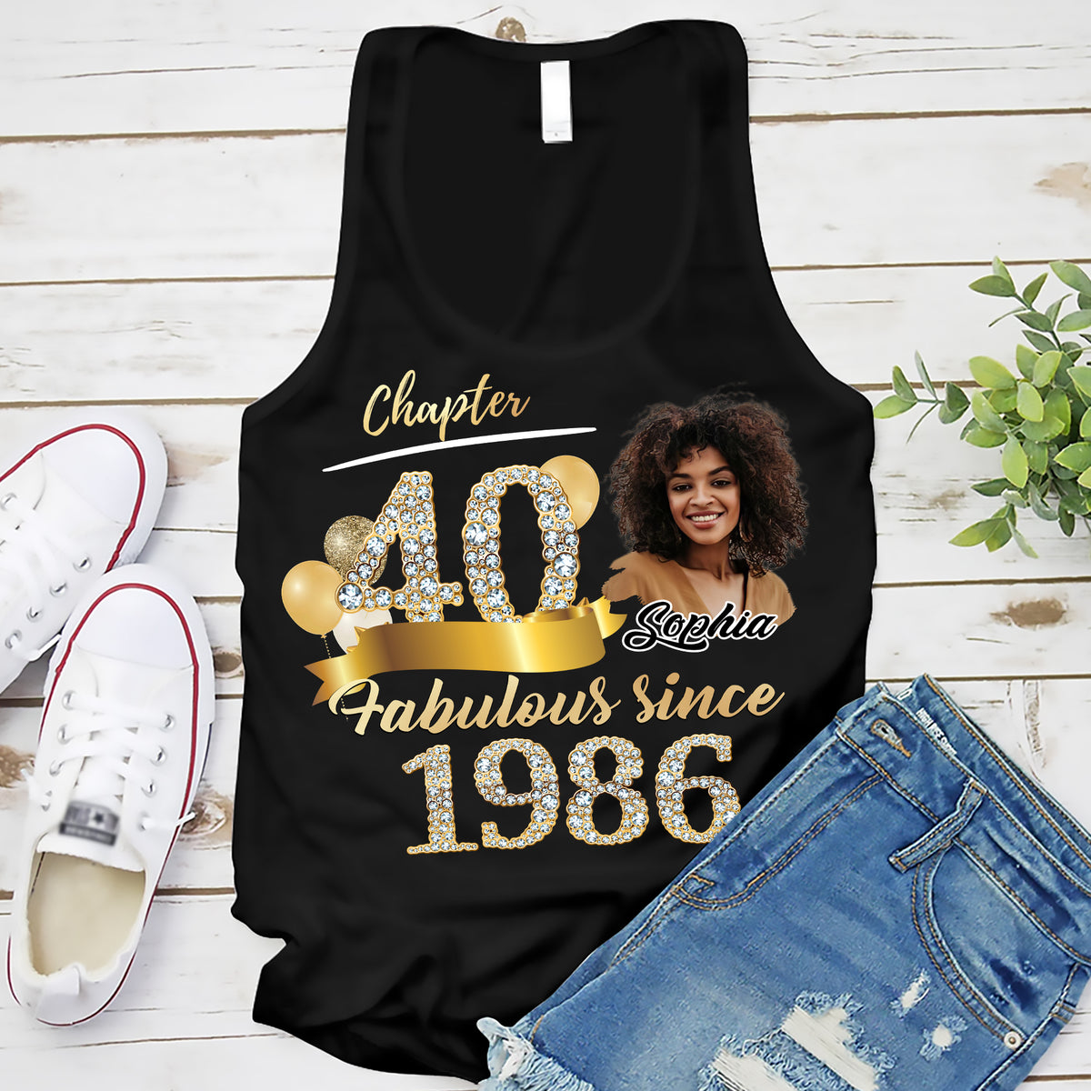 Custom Face Photo 40's Birthday Shirt, Fabulous Since 1986 40th Birthday Unique T Shirt For Woman, Custom Birthday Shirt, Her Gifts For 40 Years Old , Turning 40 Birthday Cotton Shirt-YPT-ALK