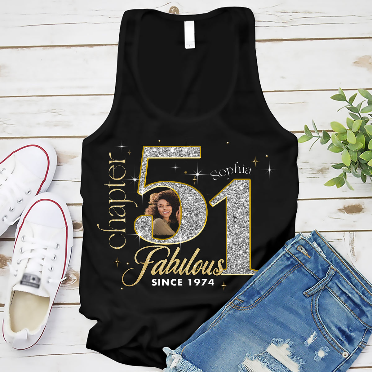 Custom Face Photo 51&#39;s Birthday Shirt, Fabulous Since 1974 51st Birthday Unique T Shirt For Woman, Custom Birthday Shirt, Her Gifts For 51 Years Old , Turning 51 Birthday Cotton Shirt-YPT-ALK