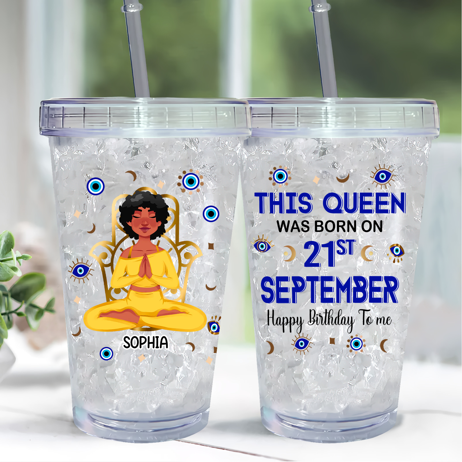 Personalized Custom Acrylic Tumbler - Custom Birthday Gifts For September Girls, Yoga Lovers