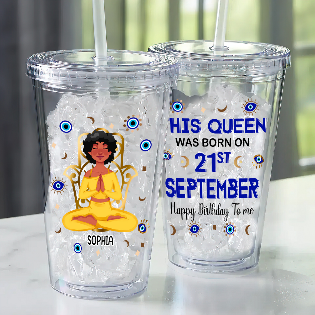Personalized Custom Acrylic Tumbler - Custom Birthday Gifts For September Girls, Yoga Lovers