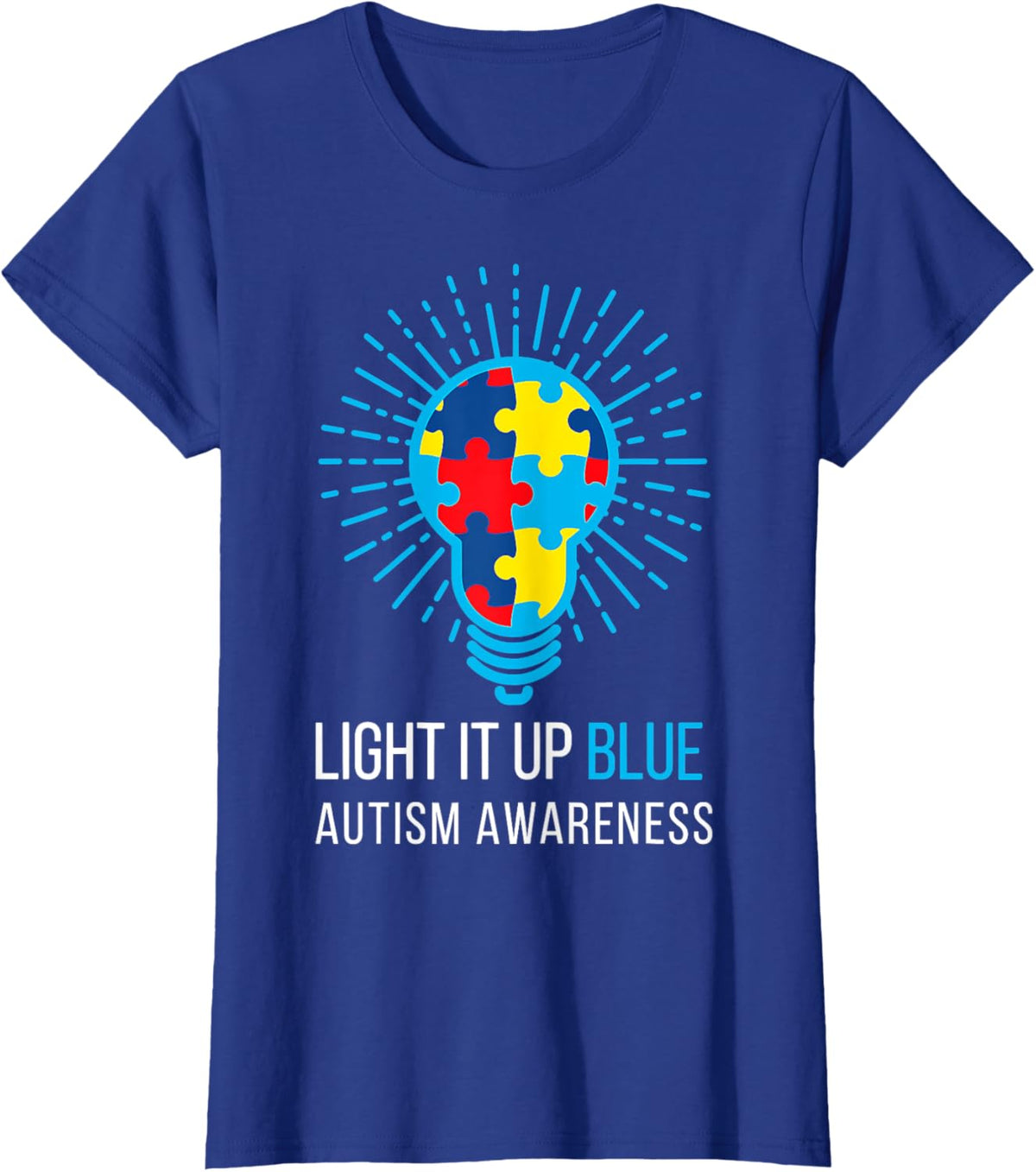 Light It Up Blue Autism Awareness Ribbon Puzzle Pieces