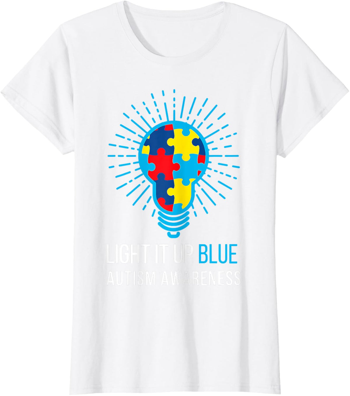 Light It Up Blue Autism Awareness Ribbon Puzzle Pieces