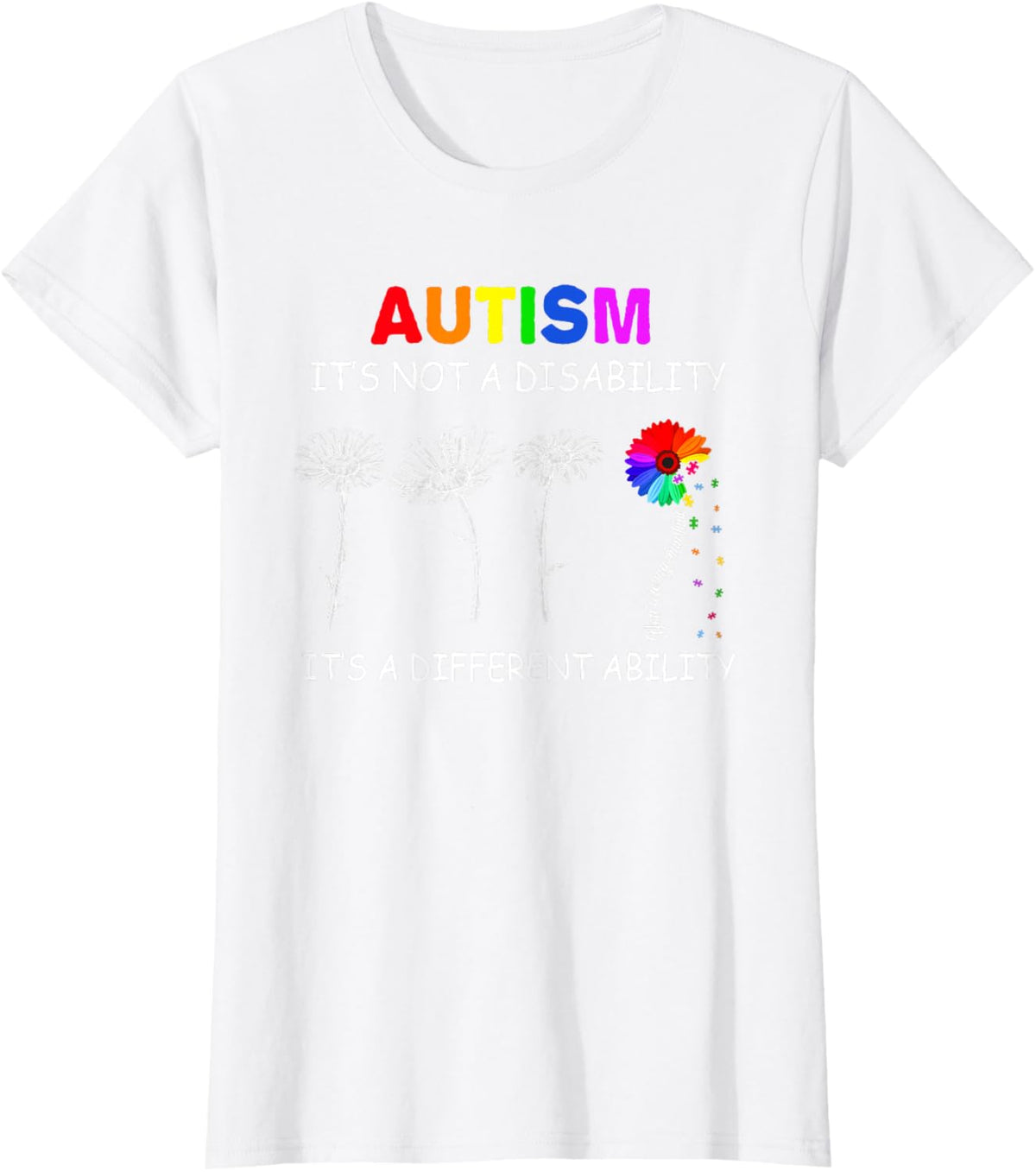 Not a disability its a different ability - Autism Awareness T-Shirt, Black