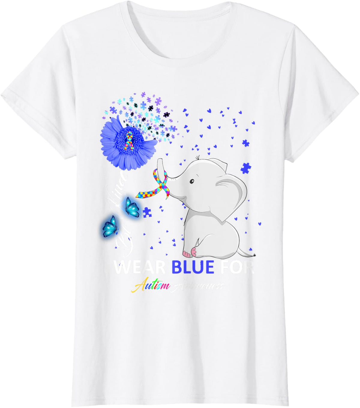 I Wear Blue Autism Awareness - Elephant Autism Awareness