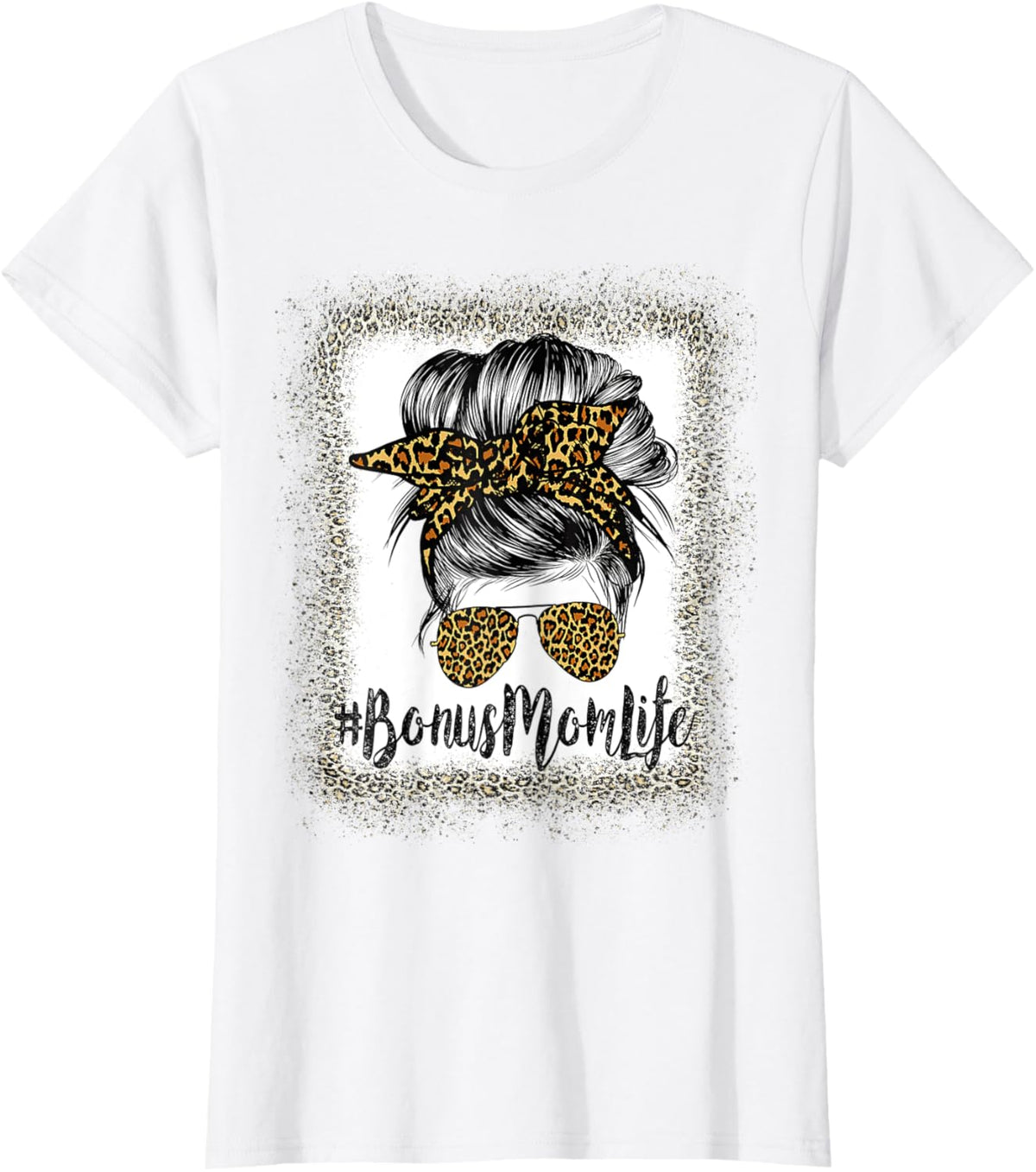Bonus Mom Life Hair Bandana Glasses Leopard Mother&#39;s Day T