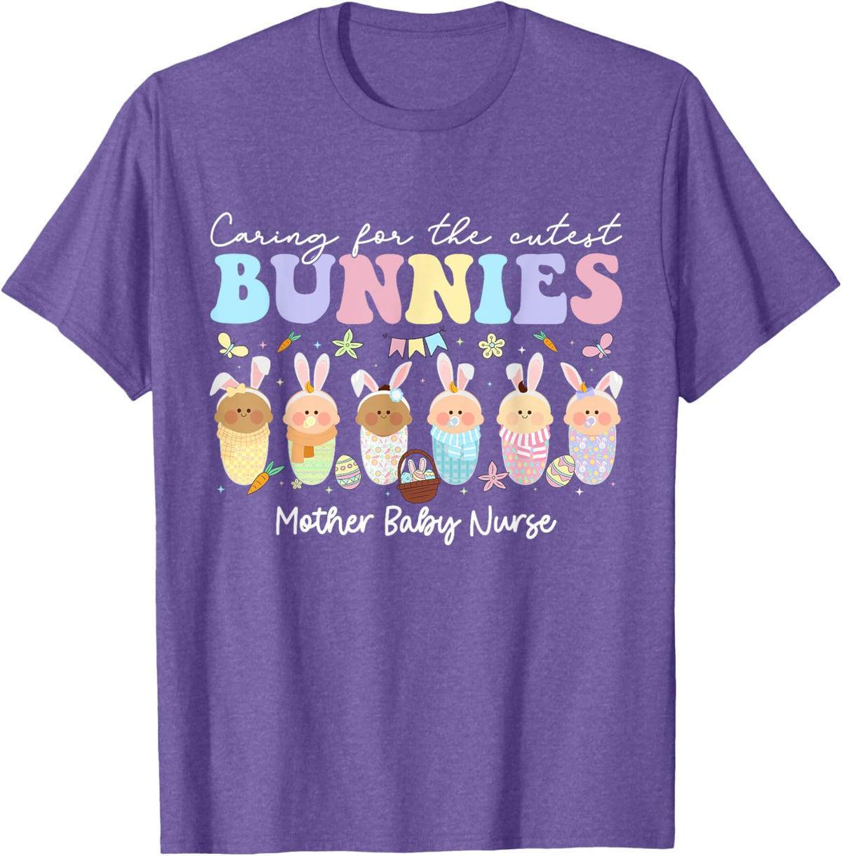 Mother Baby Nurse Easter Day Caring For The Cutest Bunnies T-Shirt, Small, Black