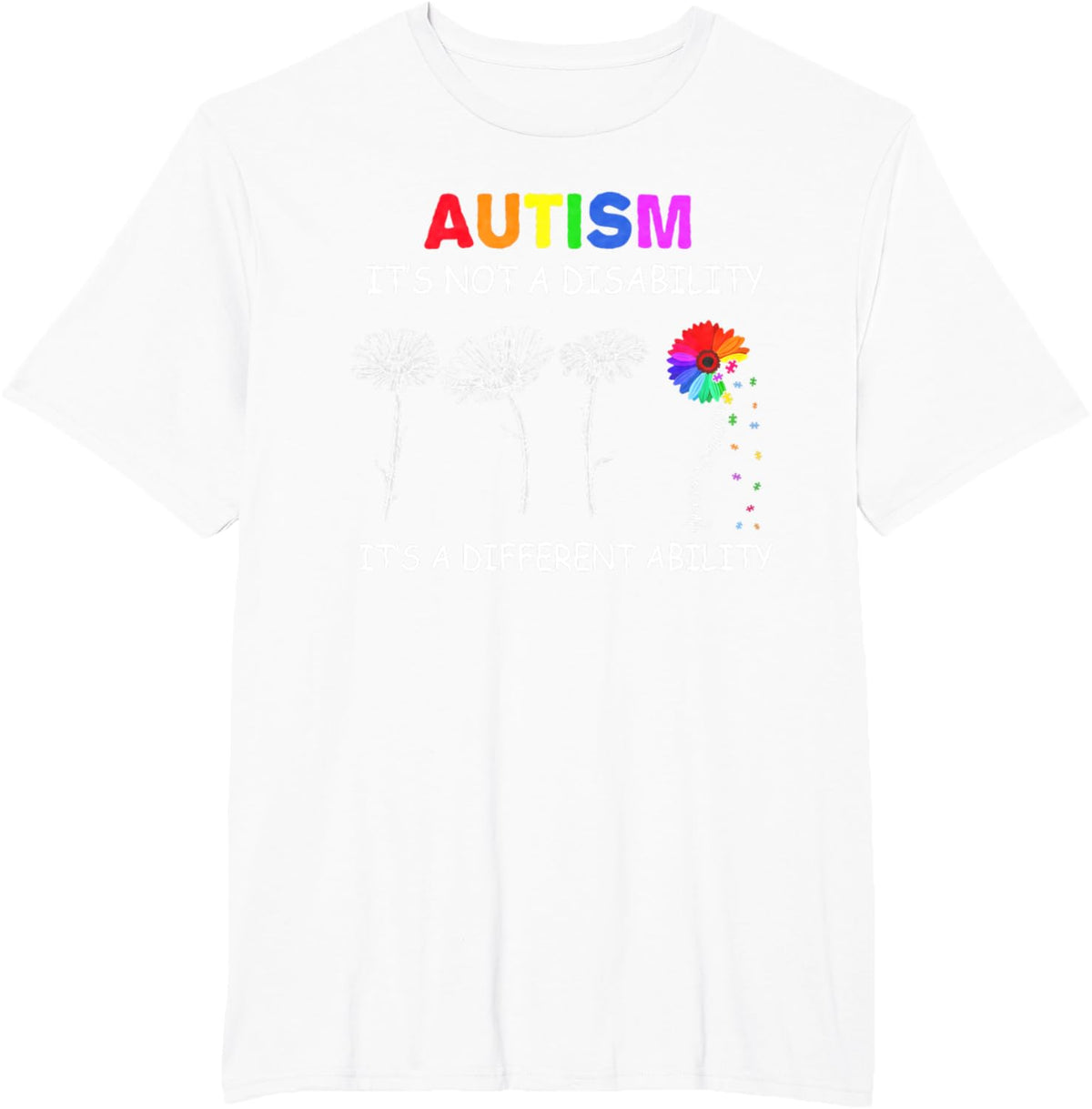Not a disability its a different ability - Autism Awareness T-Shirt, Black