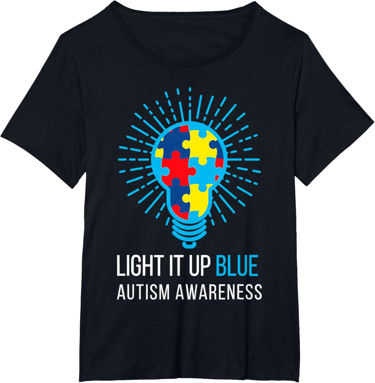 Light It Up Blue Autism Awareness Ribbon Puzzle Pieces