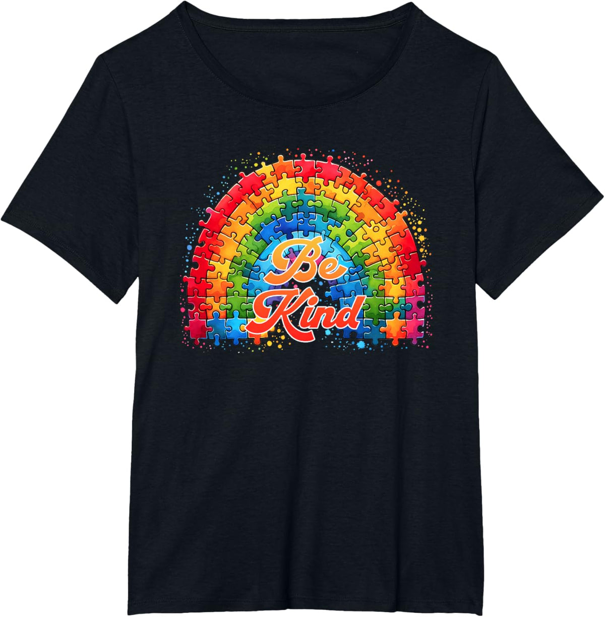 Autism Awareness Colorful Puzzles Rainbow Symbol Be Kind