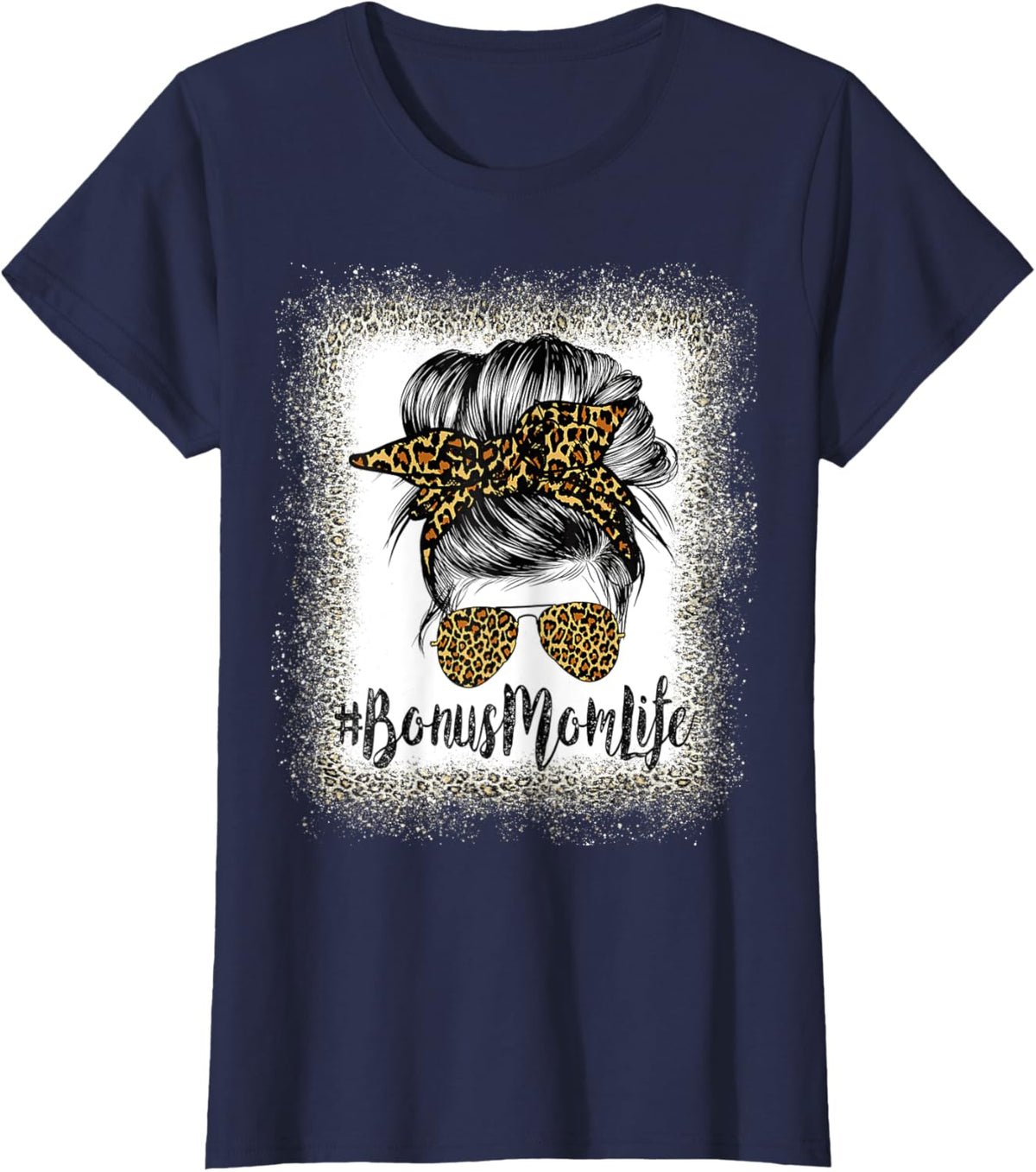 Bonus Mom Life Hair Bandana Glasses Leopard Mother&#39;s Day T