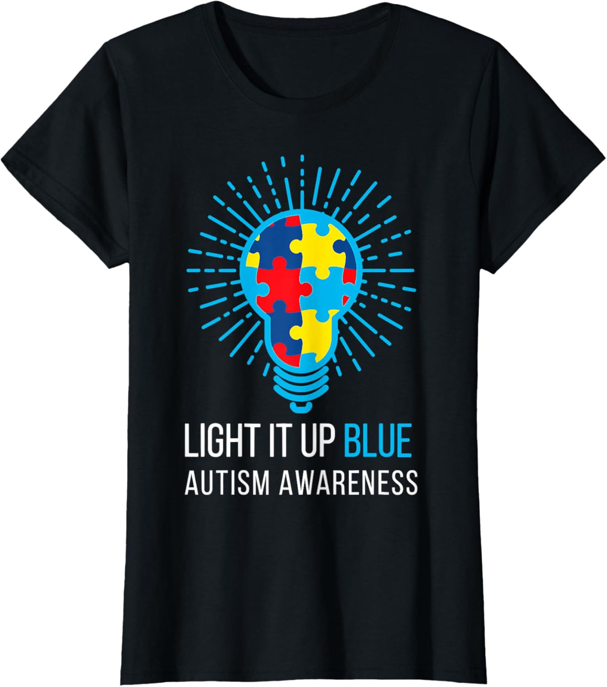 Light It Up Blue Autism Awareness Ribbon Puzzle Pieces