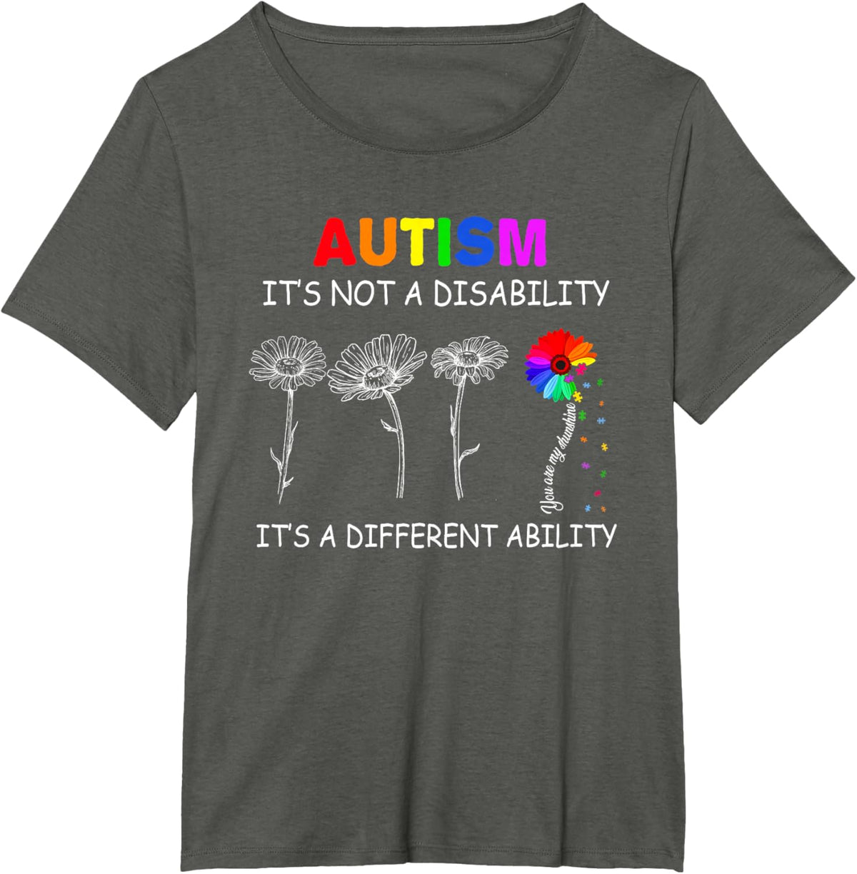 Not a disability its a different ability - Autism Awareness T-Shirt, Black